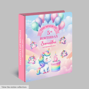 Pretty Pastel Unicorn Girl 5th Birthday Binder