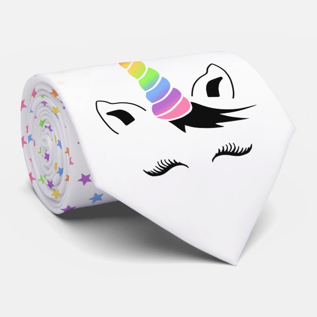 Pretty Pastel Unicorn Neck Tie (Rolled)