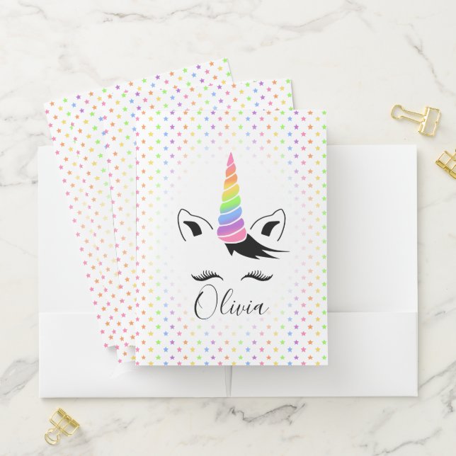 Pretty Pastel Unicorn Pocket Folder (In Situ)