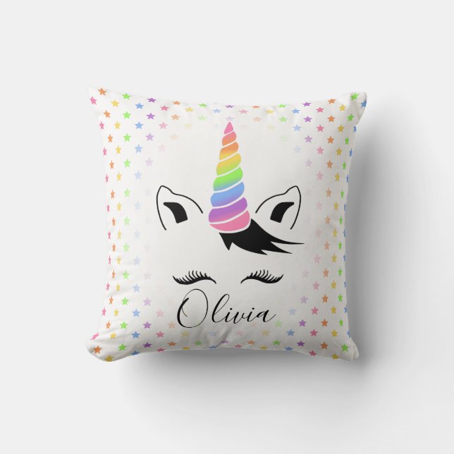 Pretty Pastel Unicorn Throw Pillow (Front)