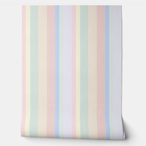 Pretty Pastel Vertical Striped Pattern Colorful  Wallpaper