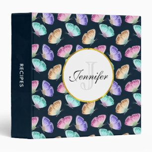 Pretty Pastel Watercolor Butterfly Pattern 3 Ring Binder