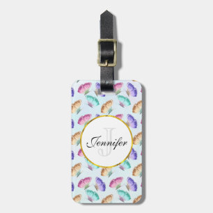 Pretty Pastel Watercolor Butterfly Pattern Luggage Tag
