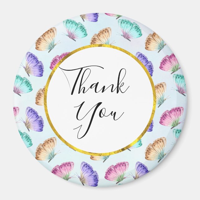 Pretty Pastel Watercolor Butterfly Pattern Magnet (Front)