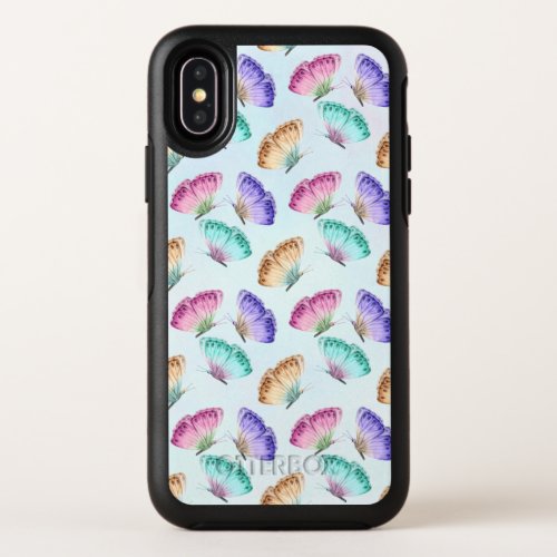 Pretty Pastel Watercolor Butterfly Pattern OtterBox Symmetry iPhone X Case