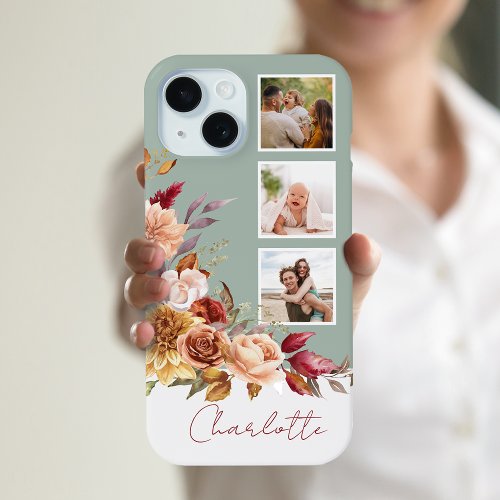 Pretty Pastel Watercolor Flowers 3_Photos wName iPhone 15 Case