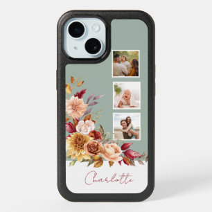 Pretty Pastel Watercolor Flowers, 3-Photos w/Name iPhone 15 Case