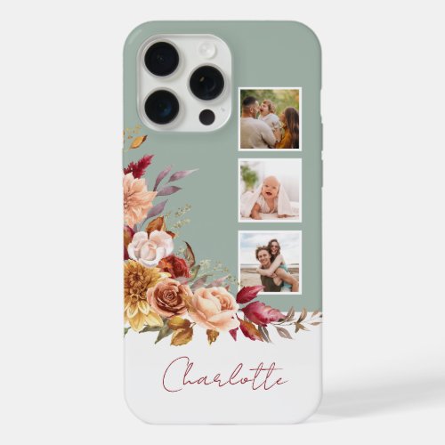Pretty Pastel Watercolor Flowers 3_Photos wName iPhone 15 Pro Max Case
