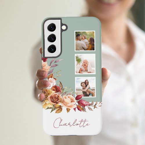 Pretty Pastel Watercolor Flowers 3_Photos wName Samsung Galaxy S22 Case