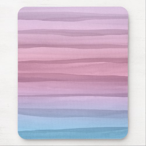 Pretty Pastel Watercolor Lines Pattern Mouse Pad