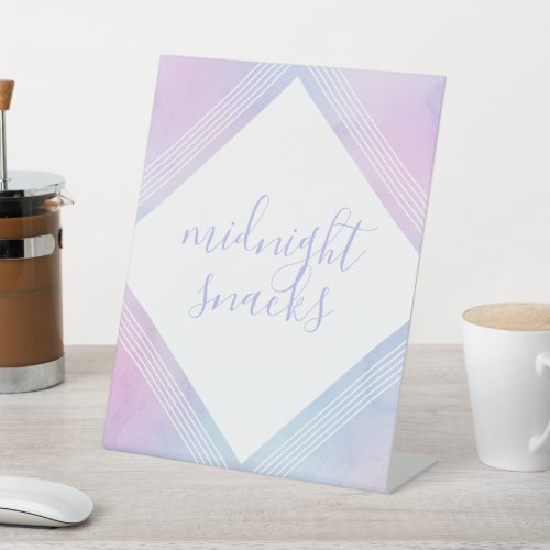 Pretty Pastel Watercolor Midnight Snacks Purple  Pedestal Sign