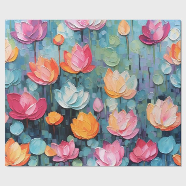 Pretty Pastel Watercolor Painted Flowers  Wrapping Paper (Seam)