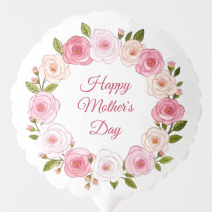 Pretty Pastel Watercolor Rose Wreath Balloon