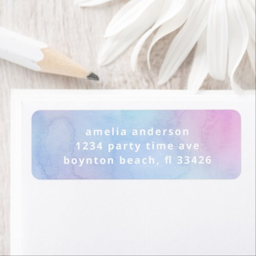 Pretty Pastel Watercolor Simple Text Purple Label