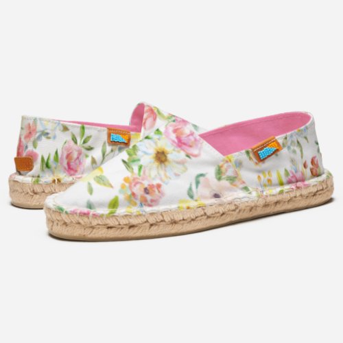 Pretty Pastel Watercolor Style Flowers Espadrilles