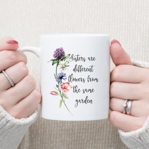 Pretty Pastel Wildflowers Sisters are    Two_Tone Coffee Mug