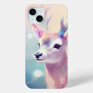 PRETTY PASTEL WINTER HOLIDAY DEER iPhone 15 PLUS CASE
