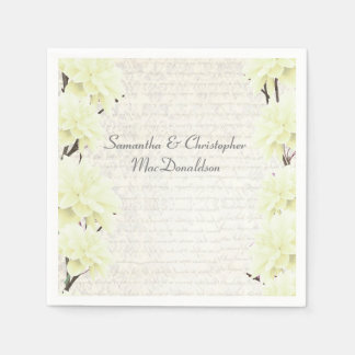 Pretty pastel yellow floral country wedding paper napkins