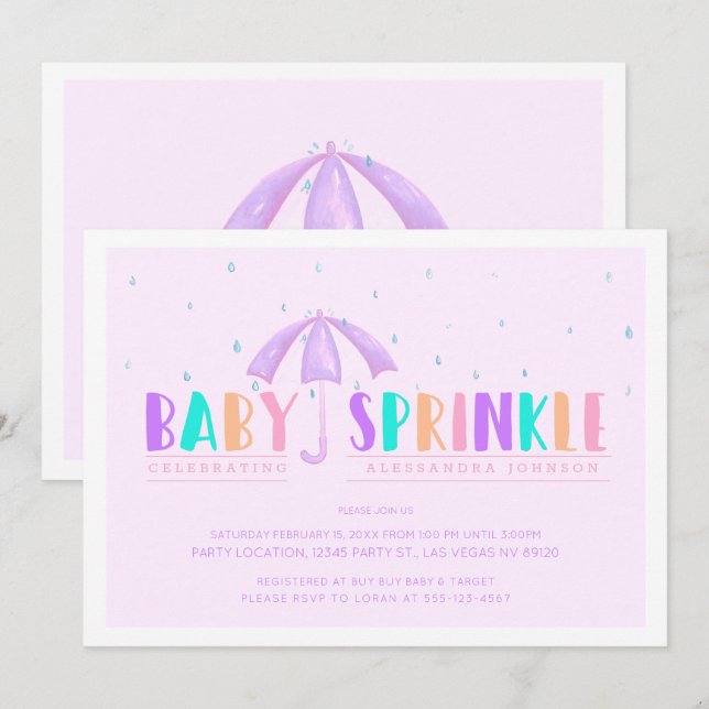 Pretty Pastels, Baby Sprinkle Shower invitation (Front/Back)
