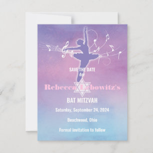 Pretty Pastels Ballet Dance, Dancer Save the Date Invitation
