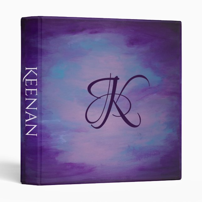 Pretty Pastels | Cute Pink Cloud Purple Blue Sky 3 Ring Binder (Front/Spine)