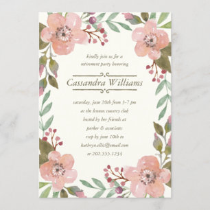 Pretty Pastels Floral Wreath Retirement Party Invitation