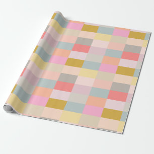 Pretty Pastels Simple Geometric Patchwork Pattern Wrapping Paper