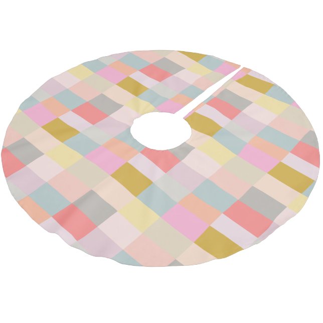 Pretty Pastels Simple Geometric Pattern Cute Brushed Polyester Tree Skirt (Angled)