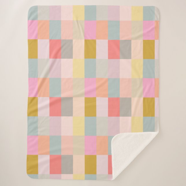 Pretty Pastels Simple Geometric Pattern Sherpa Blanket (Front)