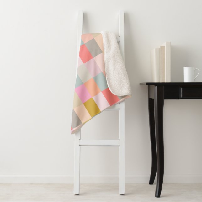 Pretty Pastels Simple Geometric Pattern Sherpa Blanket (In Situ)