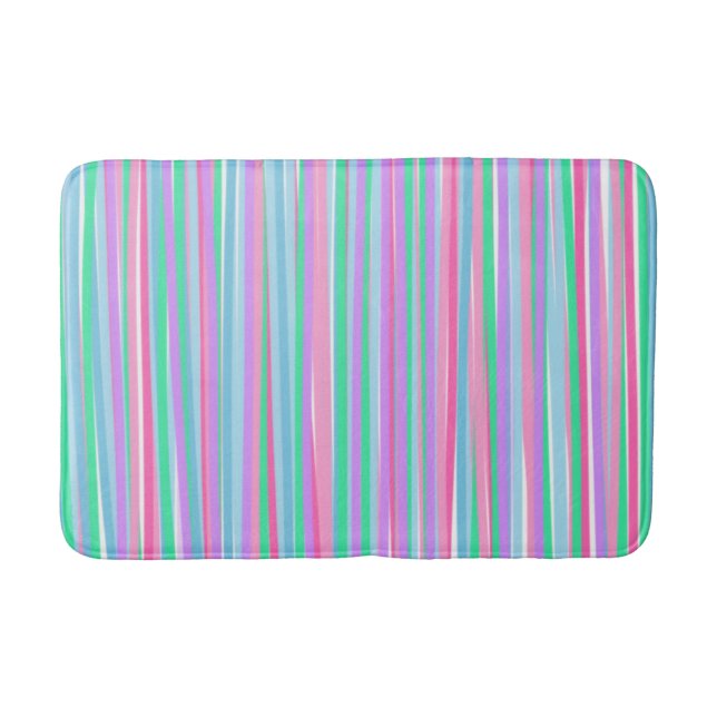 Pretty Pastels Vertical Stripes Bath Mat (Front)