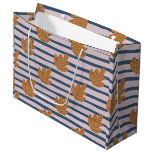 Pretty pattern and colors Stripes and leaf Purple Large Gift Bag