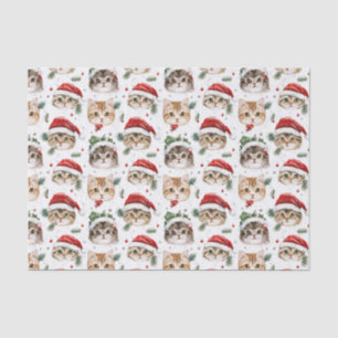  Pretty Pattern Christmas Cat Face Illustrations Tissue Paper
