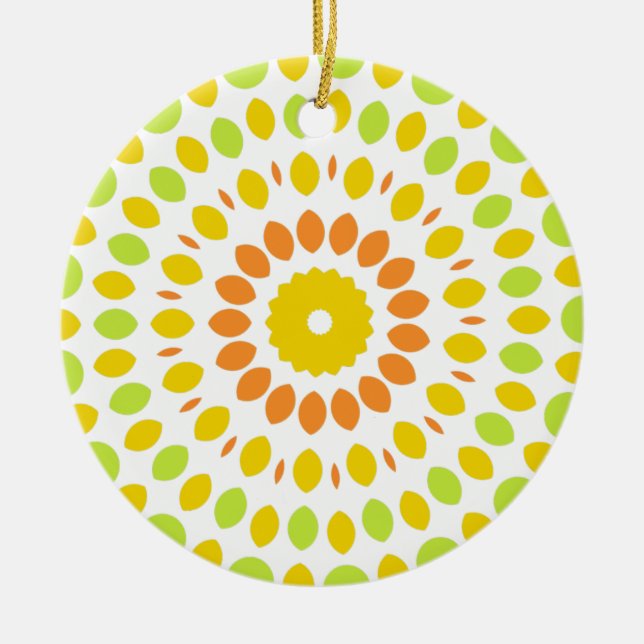 Pretty pattern in citrus colors ceramic ornament (Front)