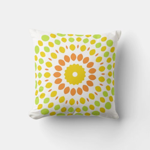 Pretty pattern in lime green lemon yellow orange throw pillow
