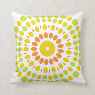 Pretty pattern in lime green, lemon yellow, orange throw pillow