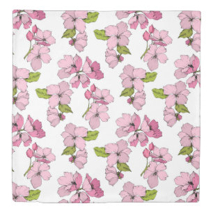 Pretty pattern ink art drawing pink bright white duvet cover