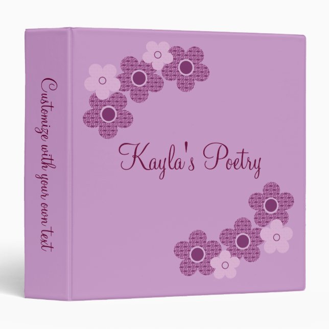 Pretty Patterned Flowers Binder, Purple Binder (Front/Spine)