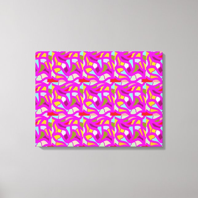 Pretty patterns in pink and rainbow colors canvas print (Front)
