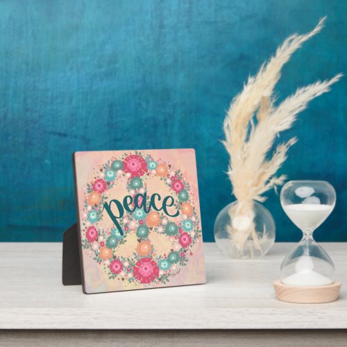 Pretty Peace Floral Whimsical Inspirational Plaque