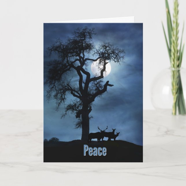 Pretty Peace Holiday Christmas Card Elks (Front)