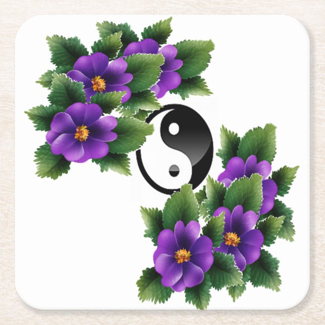 Pretty Peace Square Paper Coaster (Front)