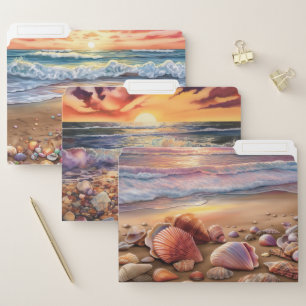 PRETTY PEACEFUL BEACH SEASHELLS OCEAN SCENES FILE FOLDER