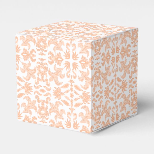 Pretty Peach and White Wedding Favor Boxes (Front Side)