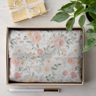 Pretty Peach Blush Pink Floral Bridal Shower Tissue Paper