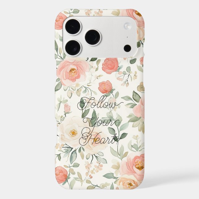 Pretty Peach Blush Pink Floral iPhone Case (Back)