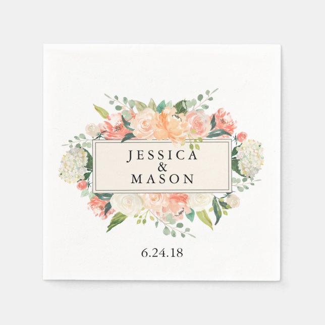 Pretty Peach Bridal Shower Napkins (Front)