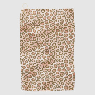 Pretty Peach Brown Leopard Print Golf Towel