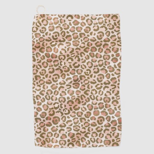 Pretty Peach Brown Leopard Print Golf Towel