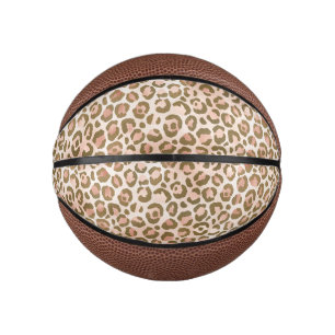Pretty Peach Brown Leopard Print Mini Basketball